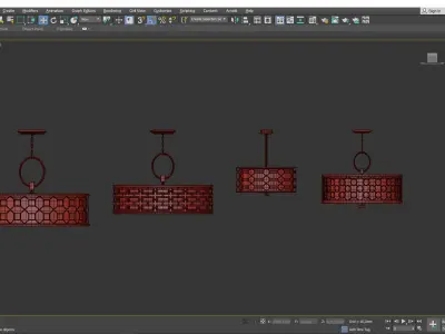 Allegretto four pendant lights with circular pattern Low-poly 3D model