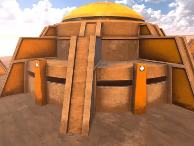 SciFi Desert Building Low-poly 3D model