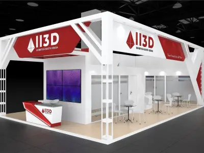 Exhibition Stand Stall Four Side Open 17X6 3D model