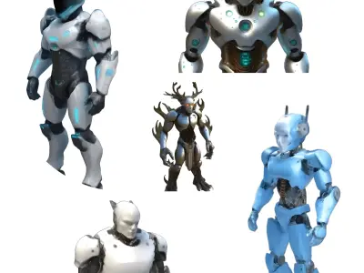 Futuristic Guardians Robot Set 3D print model