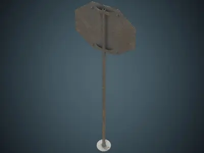 Stop Sign 1B Low-poly 3D model