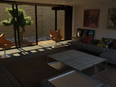 Realistic Living room Interior scene 3D model