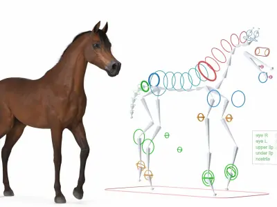  Arabian Horse Brown Fur Rigged 