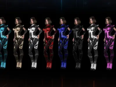 Sci-Fi Girl Low-poly 3D model