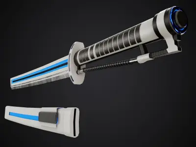 Sci-Fi Katana PBR low-poly game ready Low-poly 3D model