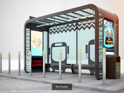 Bus and Taxi Shelter 3D Model Pack