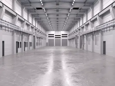 Industrial Hall Interior 2 Low-poly 3D model