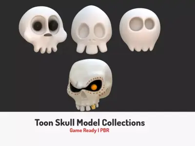 Toon Skull Pack Low-poly 3D model