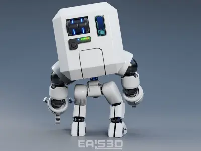 Cute Space Robot Rigged G-26 White 3D model