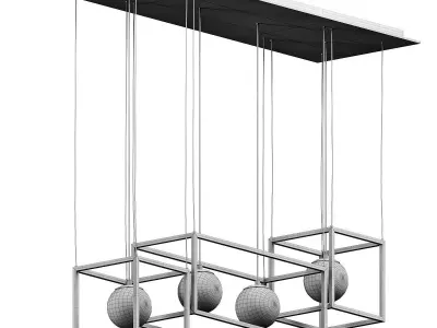 candela pendant light with three balls hanging from it 3D model