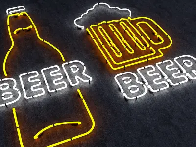 Neon Beer Sign Low-poly 3D model