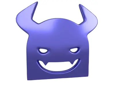 Angry Face with Horns Symbol V1 008 Low-poly 3D model