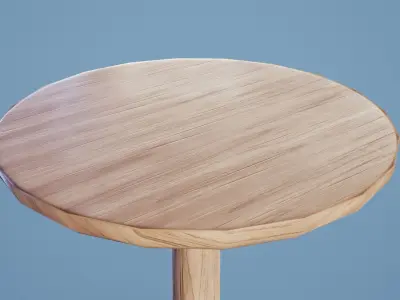Rounded Table 001 - Light Wood Low-poly 3D model