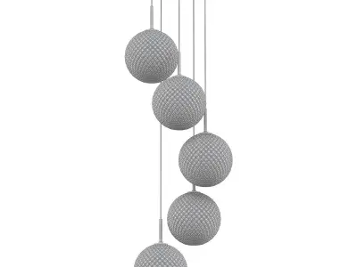 FINNAR five light chandelier with clear glass globes 3D model