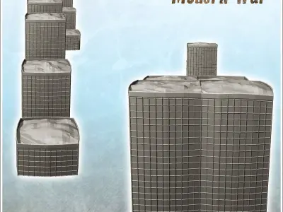 Set of gabion barriers hesco bastions modern mil 9 3D print model