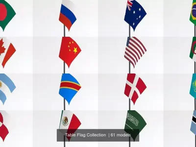Table Flag Collection  3D Model Pack