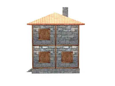medieval house low poly village town residential house  72 Low-poly 3D model