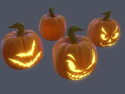 Halloween Pumpkins Pack PBR Low-poly 3D model