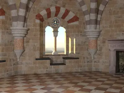Romanesque Castle Tower Room 3D model