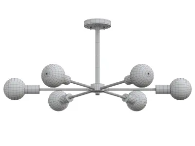 Mid Century Modern Branching 6 Light 3D model