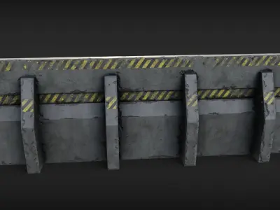 Concrete Barricades Barrier Low-poly 3D model