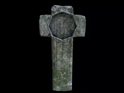 OldGravestone5 stone cross Low-poly 3D model