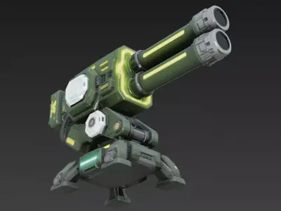 Green Cyber Turret 3D model