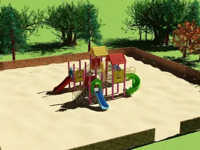 Kids Outdoor Playground 8 3D model
