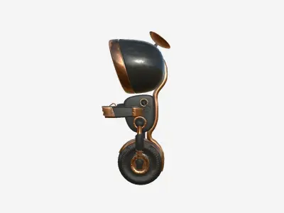 Wheel Robot H10 Black Copper - SciFi Character Design Low-poly 3D model