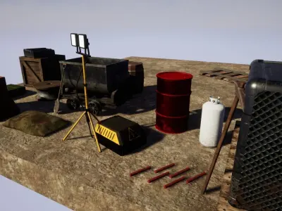 Mine Assets Pack Low-poly 3D model