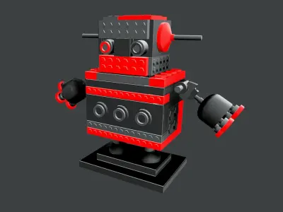 Brick Toy 3D - Low Poly - Warrior Robots Low-poly 3D model