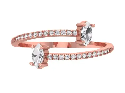 Solitaire Open End Light Weight Marquise stone Band Ring 3D print model