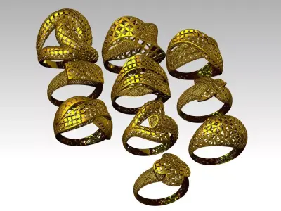 10 light weight rings  STL files  ready for print 3D print model 3D Model Pack purchase