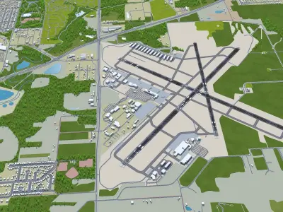 Abraham Lincoln Capital Airport Springfield 10km Low-poly 3D model