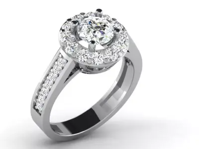 Light Weight White Gold Diamond Ring DR-6722 3D print model