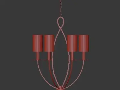 Castana Collection 6 Light Gold Chandelier with Fabric Shade 3D model