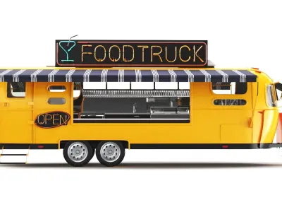  Detailed Airstream Hotdog Truck Yellow 