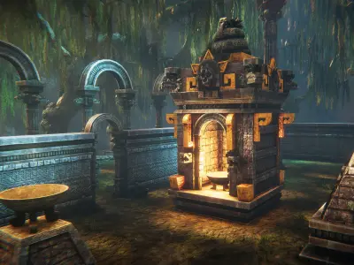 Aztec temple Low-poly 3D model