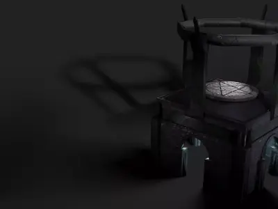 Crypt tower with light shining Low-poly 3D model