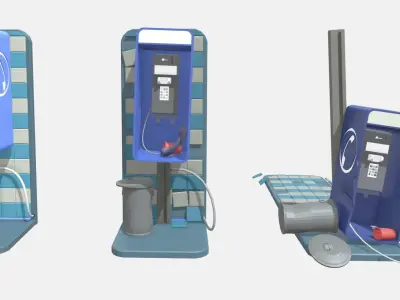 call-box in three types of destruction 3D model