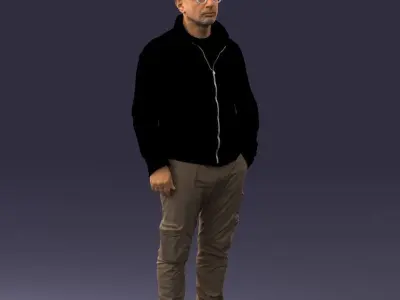 000294 Man in Hoodie and Cargo Pants 1008 3D model