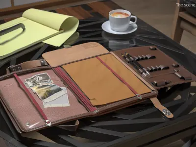  Retro Military Officer Tablet Case Opened Brown 