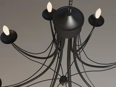 lustre gold chandelier with six candles 3D model