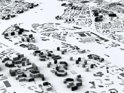 Warsaw Streets and Buildings 3D model