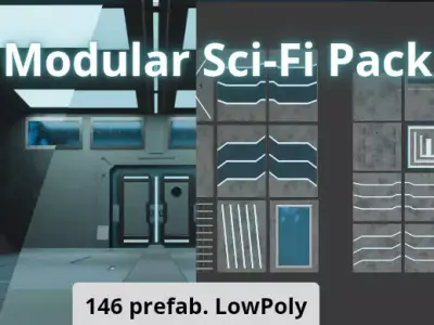 Sci-Fi Interior Modular Kit - 2 Styles - LowPoly - GameReady Low-poly 3D model