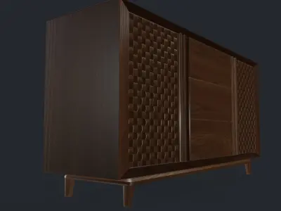 Bedroom Dresser - Chest of 3 Drawers and 2 Doors 3D model