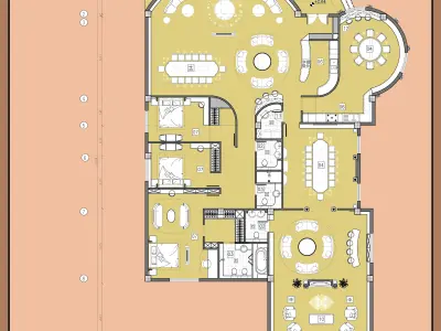 Classic One-Story Villa Plan Pack  3 Unique 3D model