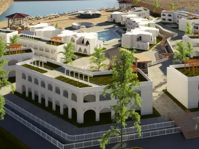 Ecolodge resort in middle of desert 3D model