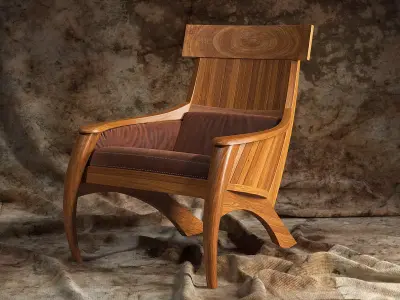 Sabre wooden lounge chair 3D model
