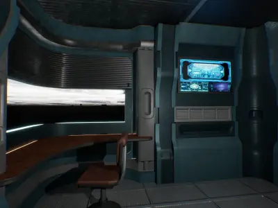 Futuristic chamber Sci-fi simulation Cyber realm High-tech room Low-poly 3D model